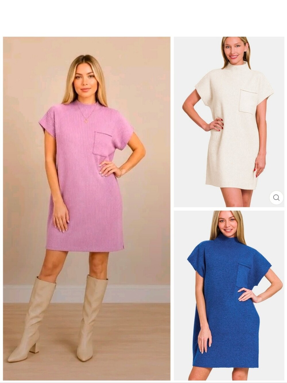 Zenana Oversized Ribbed Mock Neck Sweater Dress